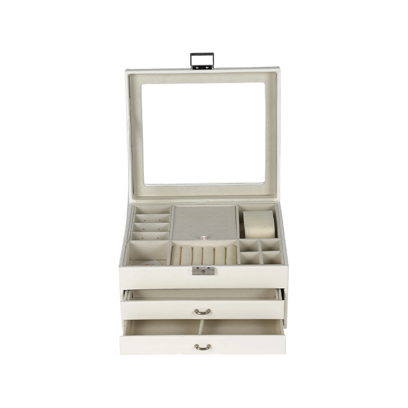 Organizador de joyas de cuero sintético de lujo
