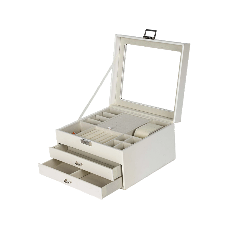 Organizador de joyas de cuero sintético de lujo