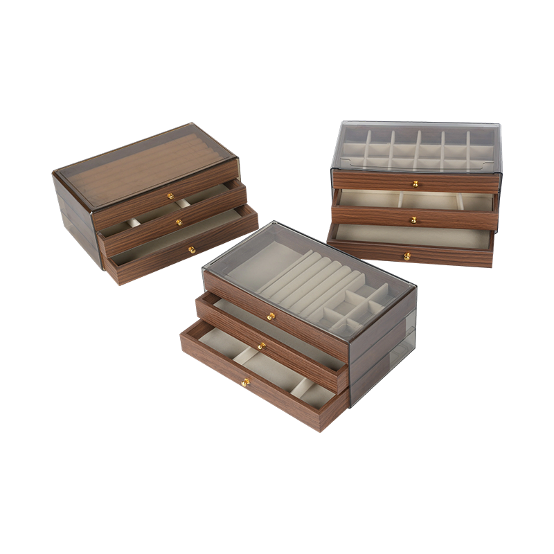 Caja de almacenamiento de joyas de madera natural