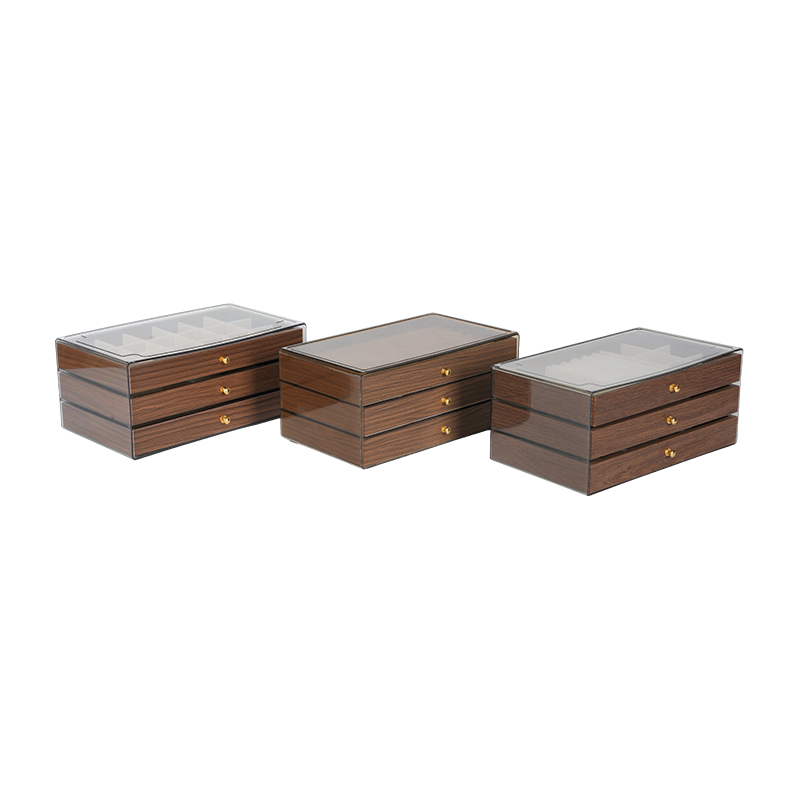 Caja de almacenamiento de joyas de madera natural